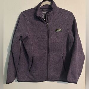 L. L. Bean Womens Petite Medium Purple Sweater Jacket Full Zip Pockets Gorpcore